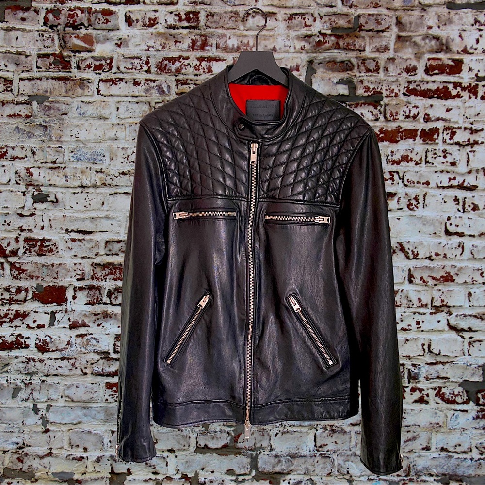 NWOT Allsaints Amersham Black Leather Jacket
